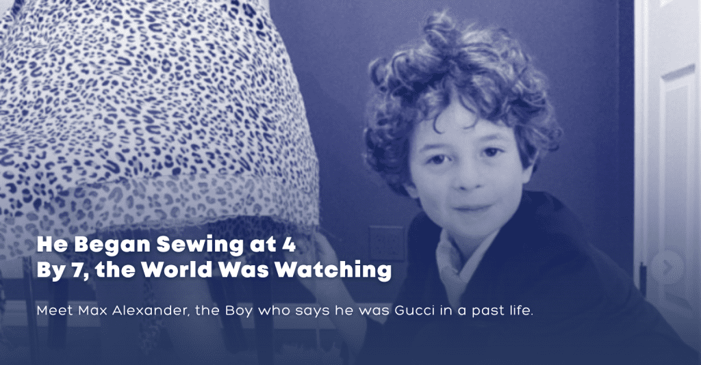 Max Alexander, young fashion designer, featured on blog cover for Couture to the Max story