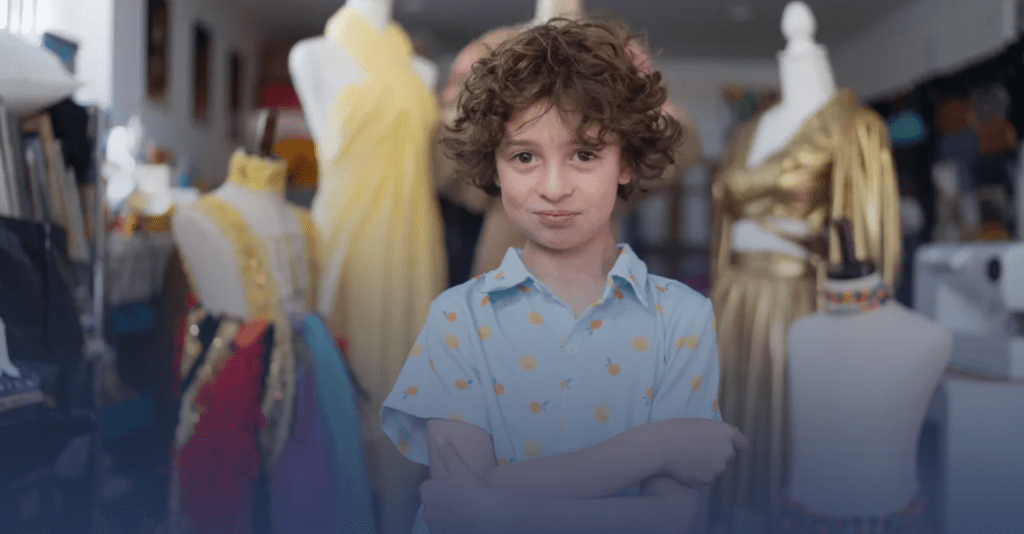 Portrait of child fashion designer Max Alexander