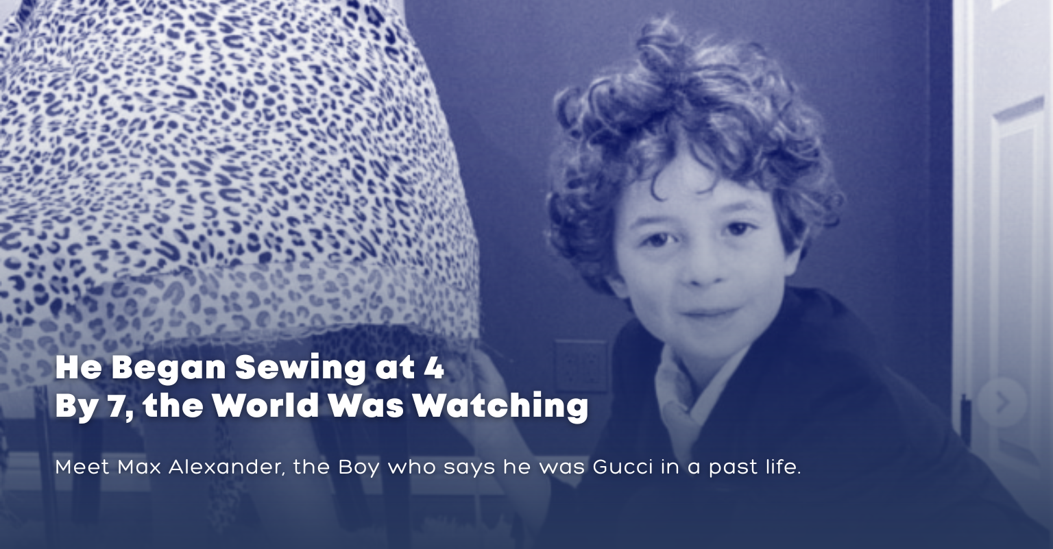 Max Alexander, young fashion designer, featured on blog cover for Couture to the Max story