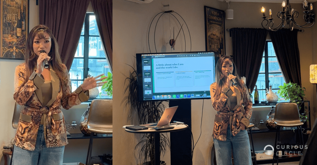 Naomi Chang sharing insights on workspaces, community, and professional environments at The Curious Circle.