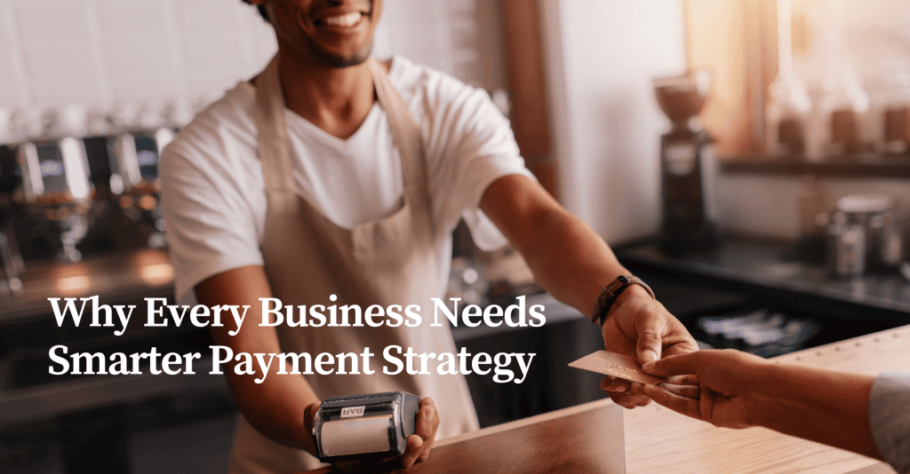 Business owner using a modern digital payment terminal to accept card and mobile wallet payments, representing smart payment solutions that improve customer experience and business efficiency.